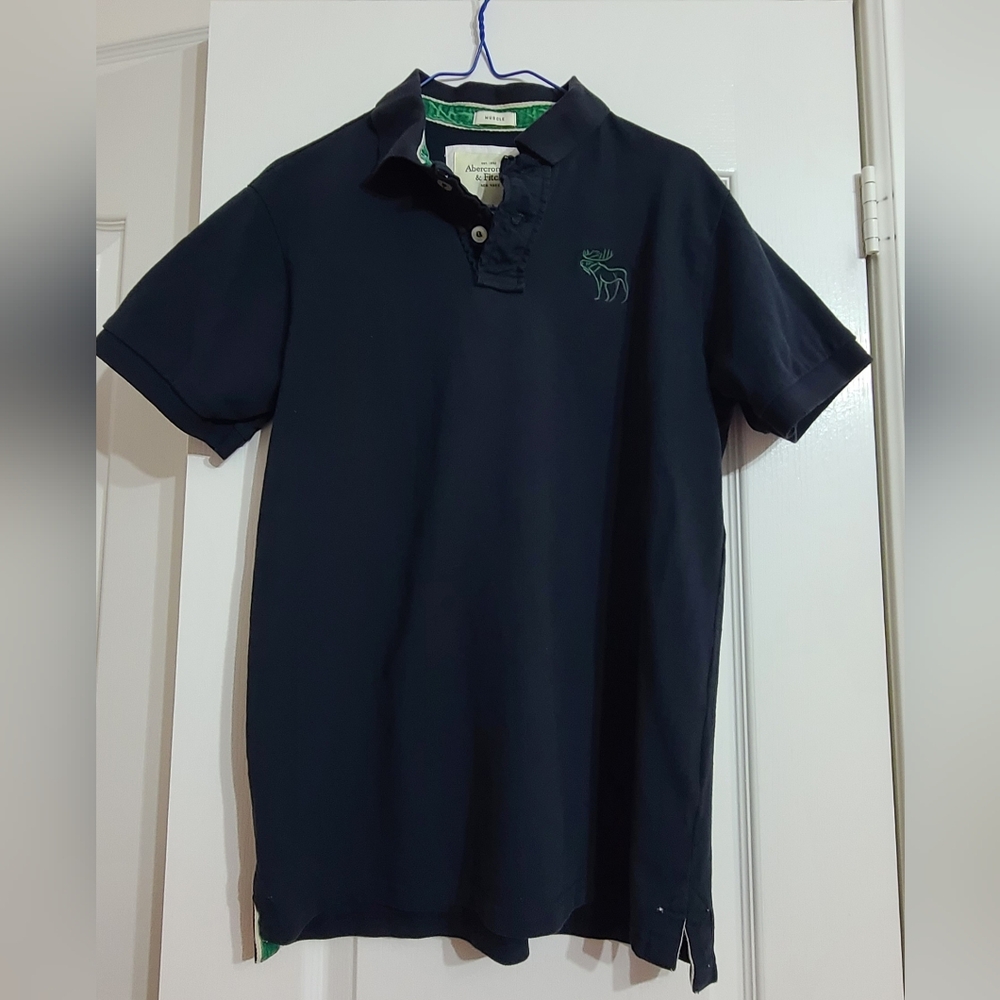 Abercrombie & Fitch Dark Blue Polo with Green Logo
